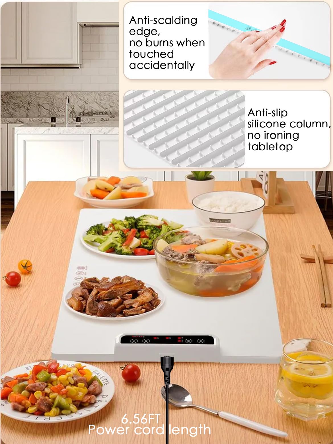 Food Warming Mat, Food Warmer for Parties Buffet - Upgraded Foldable Graphene Full Surface Fast Heating Electric Warming Tray, Portable Food Warmers Pad for Parties, 3 Temp,Auto Shut-Off & Child-Lock