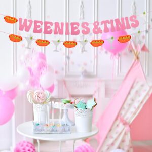 PEUTIER Weenies & Tinis Banner, Pink and Glitter Weenies and Tinis Party Decorations for Martini Themed Party Hot Dog Bar Bachelorette Party Birthday Decorations