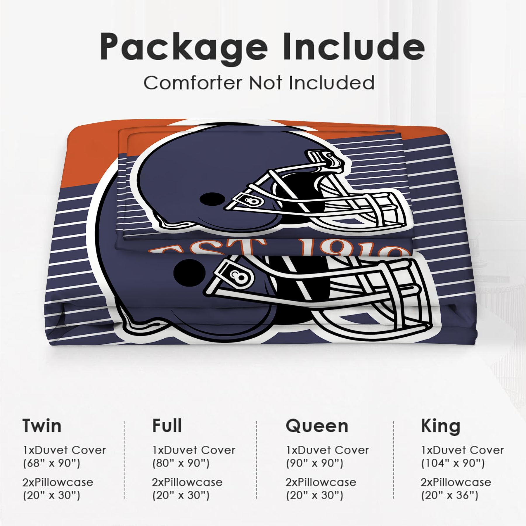 Gyeong Football Player Helmet Bedding Set City Classic Duvet Cover Set American Rugby Sports Comforter Set Twin Full Queen King Size with 1 Duvet Cover and 2 Pillowcase for Fans Boys Teenagers Men