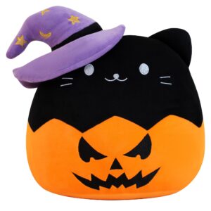 gudisi halloween black cat plush pumpkin pillow halloween decoration and gift for kids, girls & boys