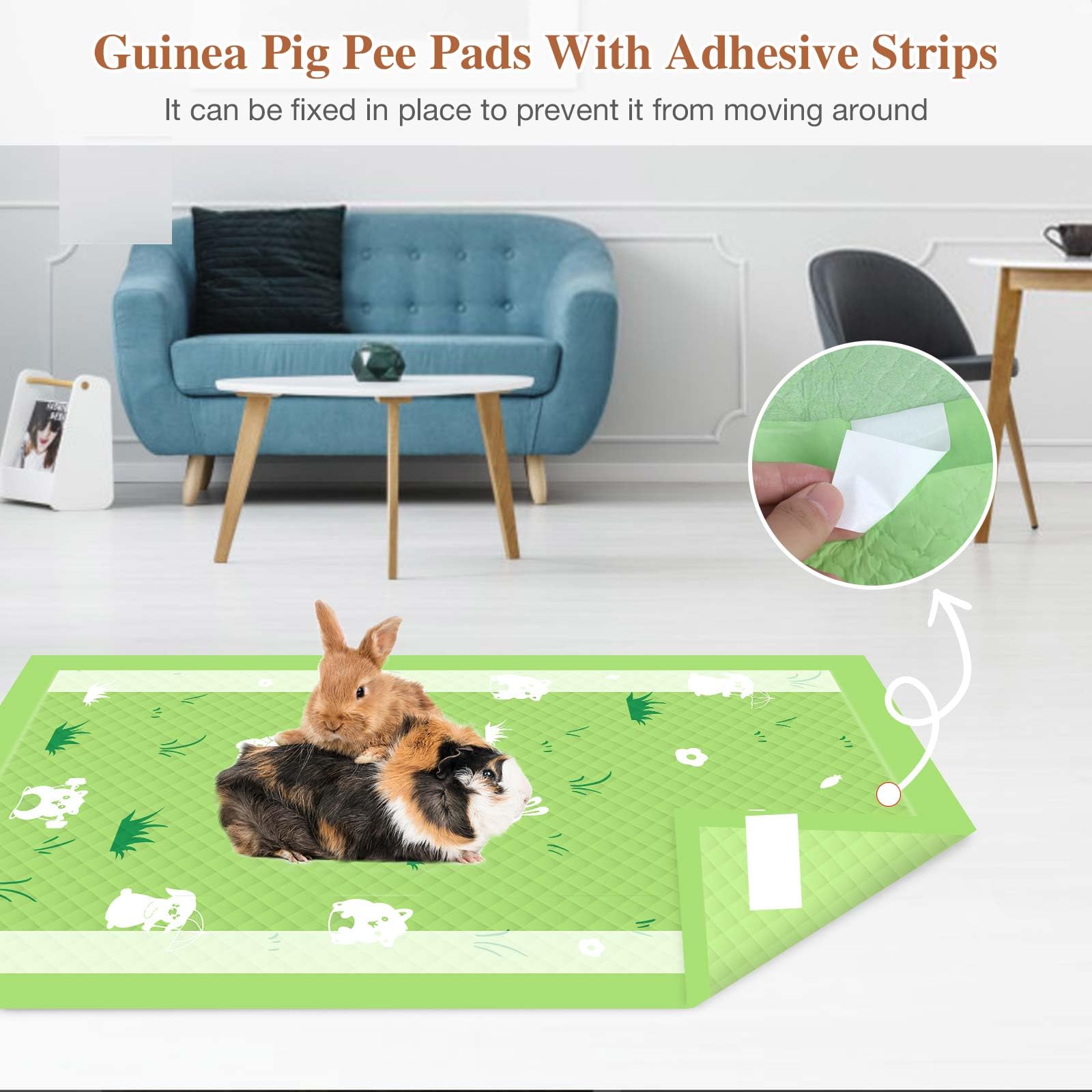 Guinea Pig Cage Liner 30 Count Disposable Super Absorbent Pee Pads Enhanced Odor Control Pet Cage Liners for Ferrets, Rabbits, Hamsters, and Other Small Animal, 28" x 17" Fits Any Size C&C Cage