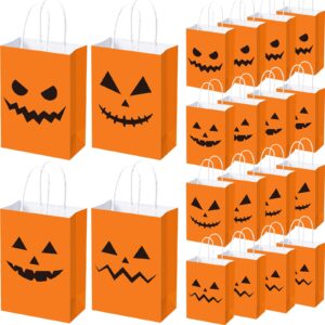 ireer 48 pcs halloween pumpkin gift bags halloween paper candy goodie bags with handle trick or treat bags halloween wrapping paper bags for halloween party favors decorations