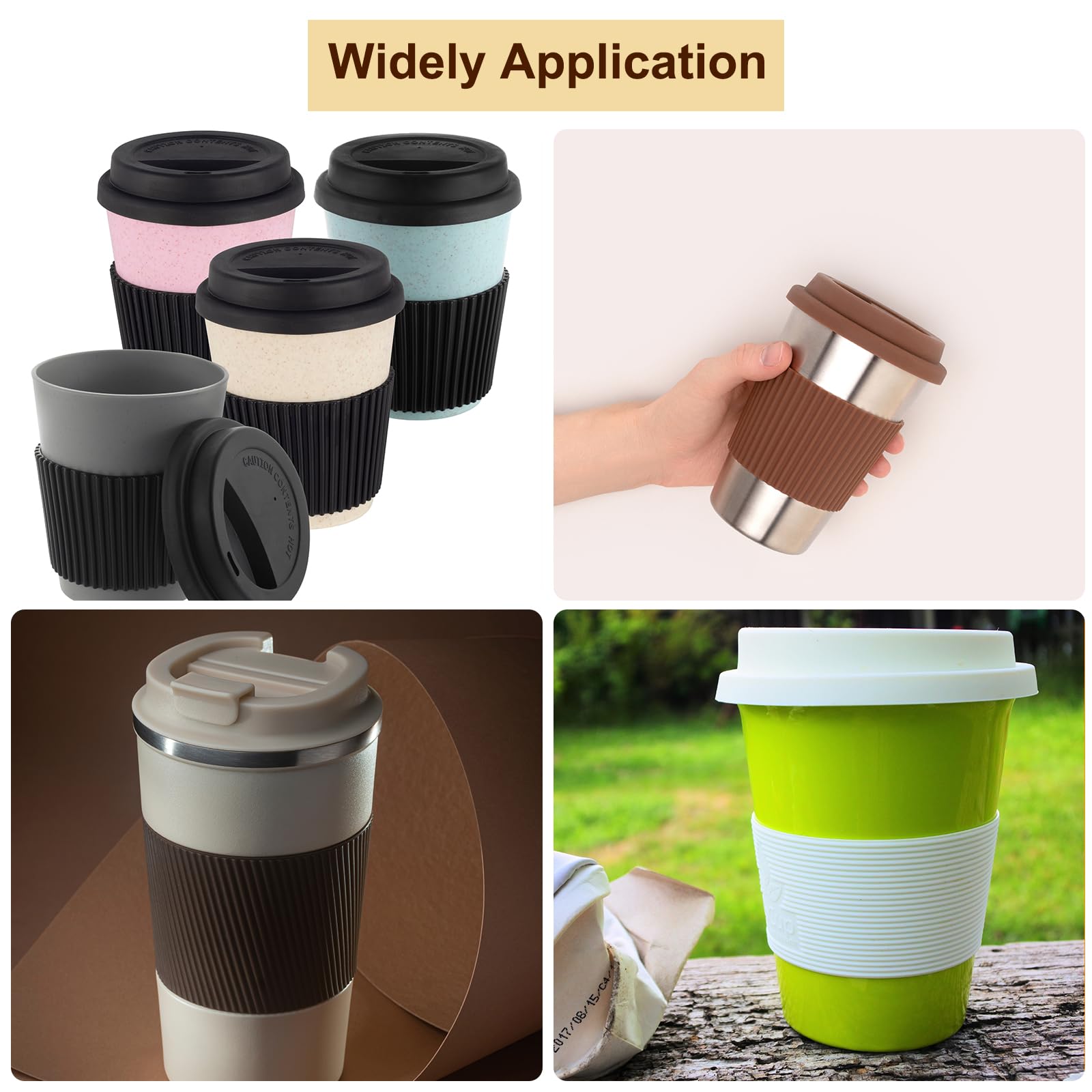 uxcell 2Pcs 3.54" Silicone Cup Lids, Drinking Lid Reusable Sealed Mug Lid for Ceramic or Glass Coffee Mug Spill-Proof, Durable Coffee Cup Covers, Black