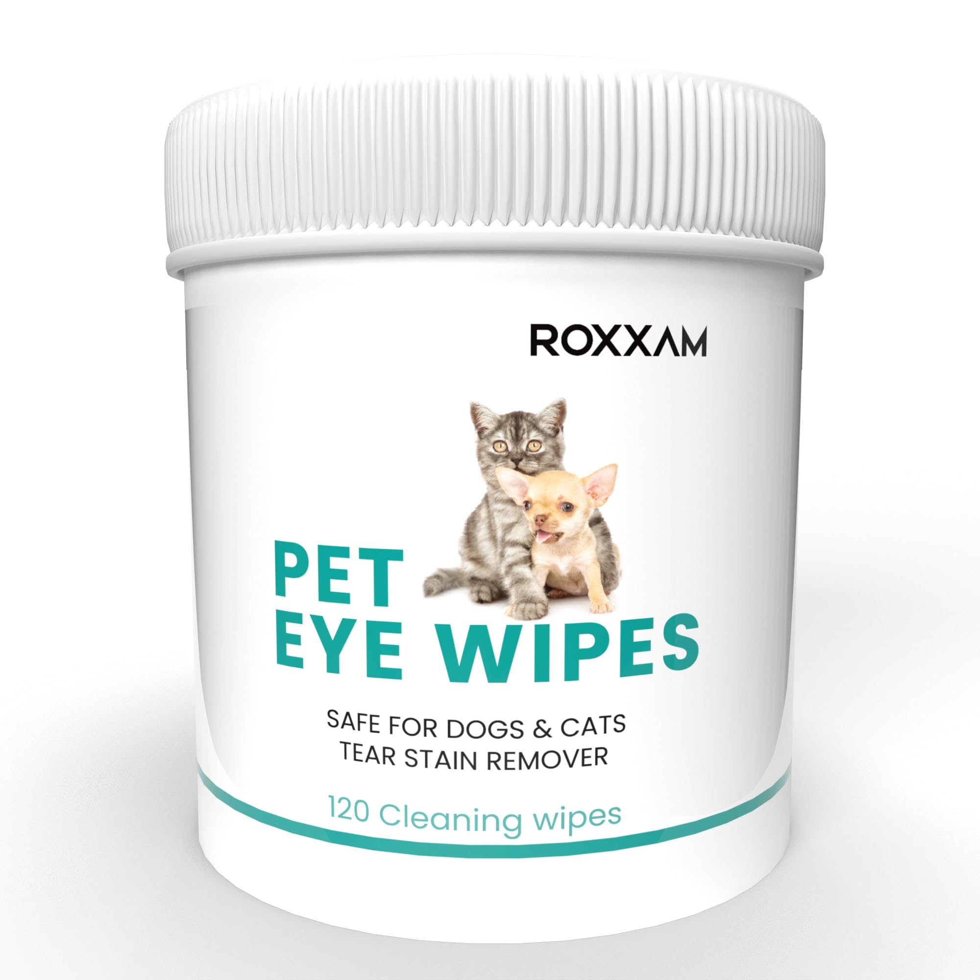 ROXXAM Pet Eye Wipes | Soft & Gentle Tear Stain Remover for Dogs Wipes | Convenient & Easy to Use Dog Mouthwash: Advanced Dental Care Water Additive for Dogs | Keep Dog Breath Fresh and Teet