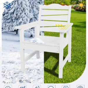 LAHAAP Outdoor Bench Set, Weatherproof Patio Furniture 3 Pieces Conversation Sets, Include Outdoor Bench + 2 Patio Chairs, for Garden Porch Lawn & Backyard (White)