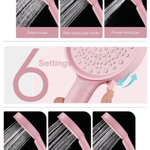 Cobbe Filtered Shower Head with Handheld, High Pressure 6 Spray Mode Showerhead with Filters, Water Softener Filters Beads for Hard Water - Remove Chlorine - Reduces Dry Itchy Skin, Pink