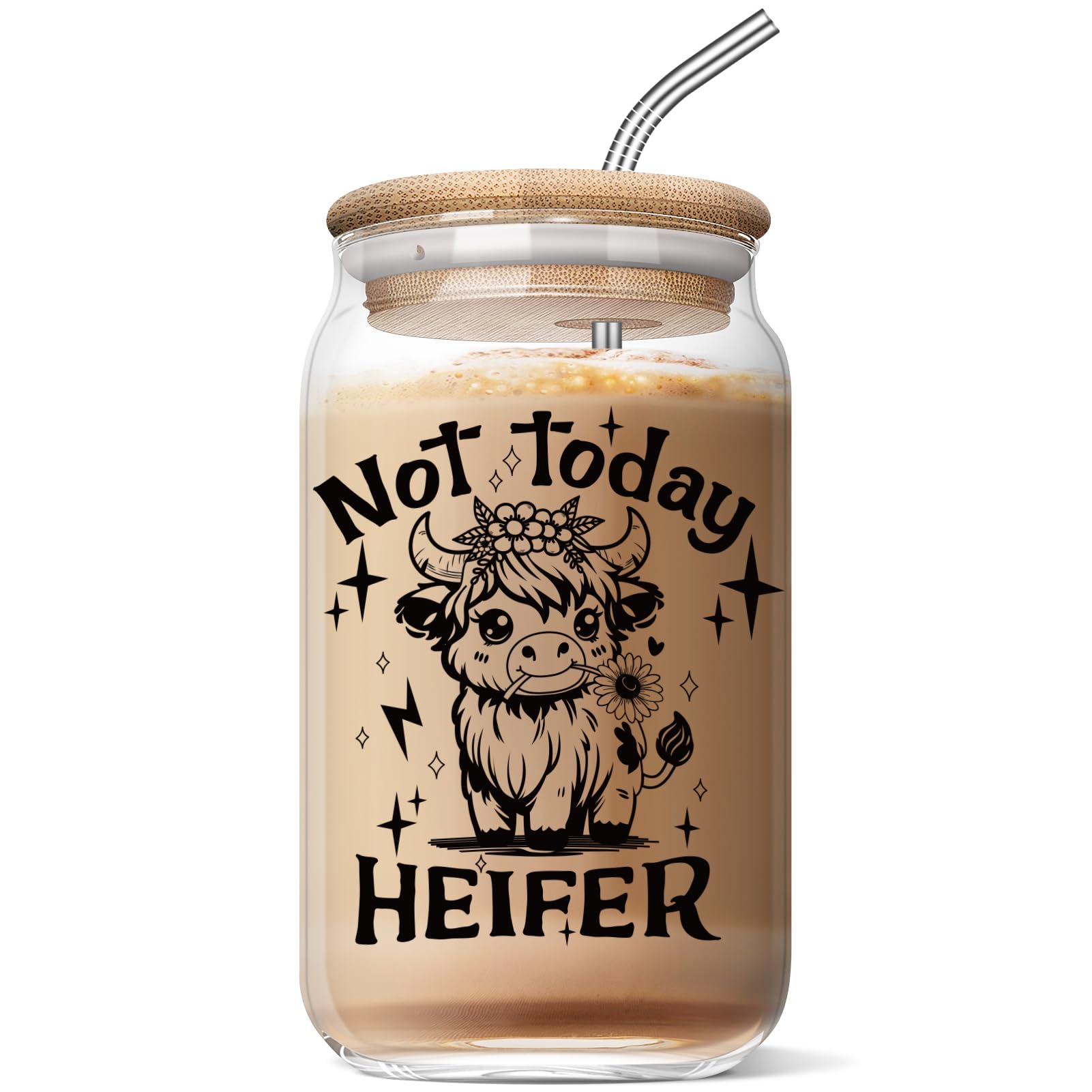 Nurforta Highland Cow Gifts for Women - Funny Cow Gifts for Cow Lovers - Highland Cow Print Coffee Cup 16oz - Cute Birthday Gifts Mothers Day Gifts for New Mom Mother in Law Step Bonus (HEIFER)