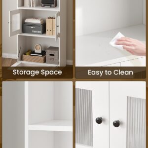 Seeday White Bookcase,5 Shelf Bookshelf and Bookcase with Acrylic Cabinet Doors,Modern Bookcase for Home, Office, and Living Room