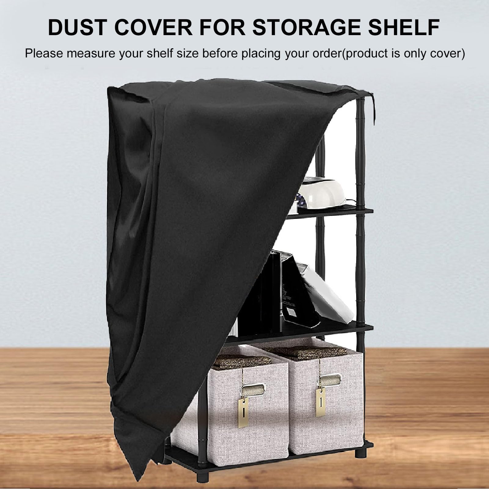 Wire Shelf Cover, 210D Heavy Duty Waterproof Dustproof Storge Shelving Unit Cover 36x18x72 Inch Outdoor Wire Rack Cover with Zip and Hook for Wire Shelving, Black Cover only