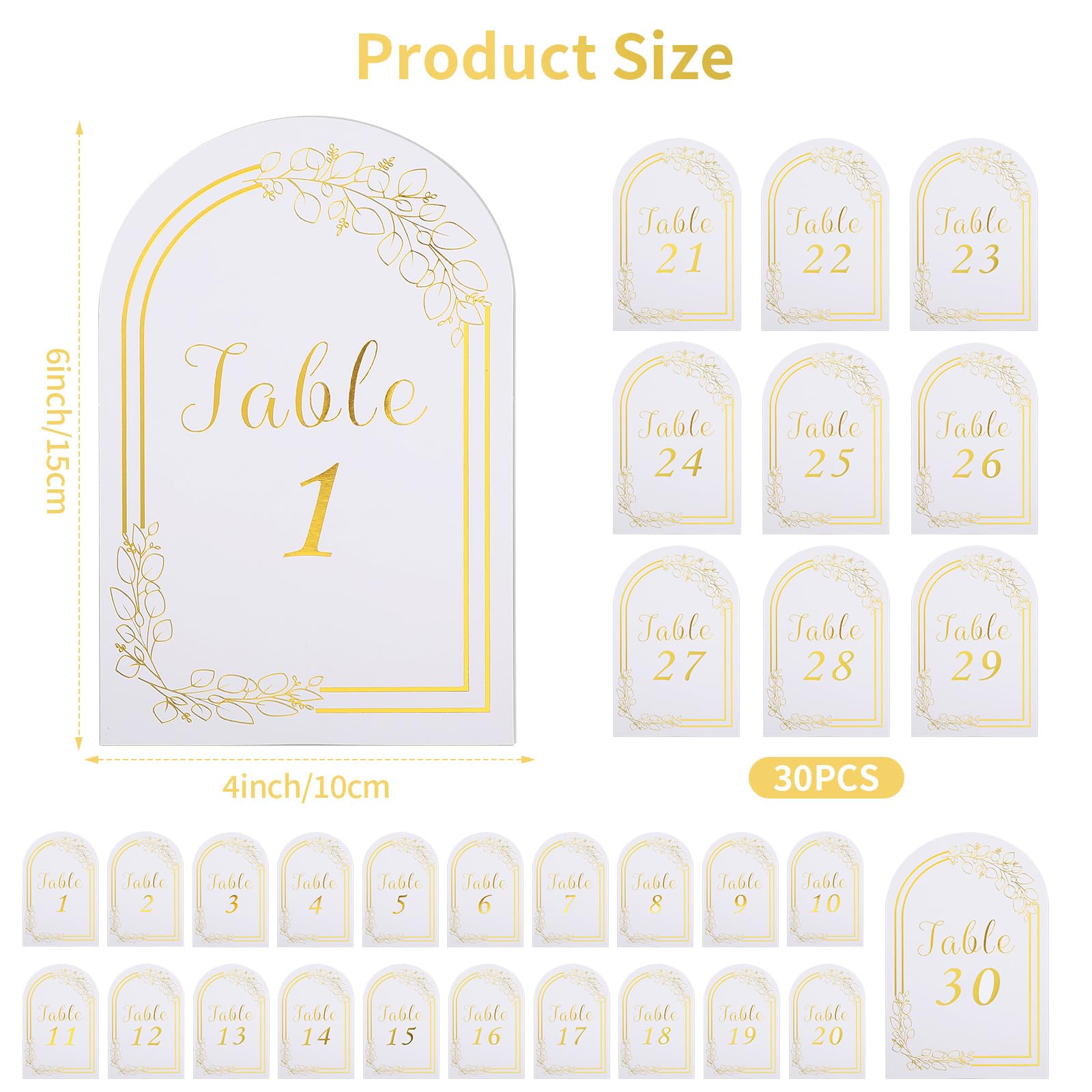 Ubamdom Gold Wedding Table Numbers 1-30, Table Numbers For Wedding Reception, 4x6 Inch Double Sided for Your Wedding, Reception, Anniversary, Birthday Party or Celebration(2 Pack)