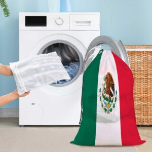 MCHIVER Mexico Flag Large Laundry Bag with Extra Mesh Bags Washable Dirty Clothes Organizer with Drawstring for Laundry Room Bedroom