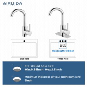 Airuida Bar Sink Faucet Single Hole Single Handle Bathroom Sink Faucet Kitchen Shower Faucet Set with 8 Inch Rainfall Square Showerhead and Tub Spout Bathtub Faucet Kit