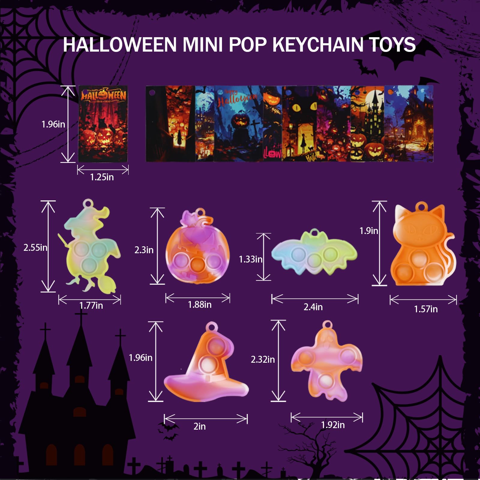 30 PCS Halloween Pop Fidget Toys Glow In The Dark, Halloween Party Favors Supplies for Kids 4-8 8-12,Relieves Stress Anxiety Toys Pop Keychain Bulk,Classroom Rewards