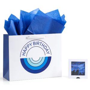 amvivet 13” birthday gift bag with uniquely designed card and tissue paper birthday bag for men boys (it’s your birthday)