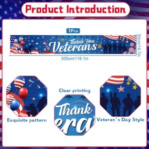 Gameza Veterans Day Decorations Outdoor - Large Thank You Veterans Banner Veterans Day USA Patriotic Party Banner Decoration Supplies Thank You Veterans Decorations Home Lawn Garden 118 X 20 Inches