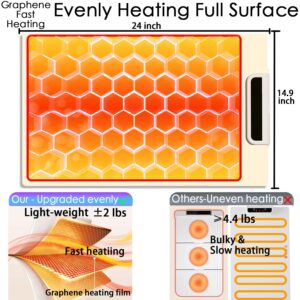 Food Warming Mat, Food Warmer for Parties Buffet - Upgraded Foldable Graphene Full Surface Fast Heating Electric Warming Tray, Portable Food Warmers Pad for Parties, 3 Temp,Auto Shut-Off & Child-Lock