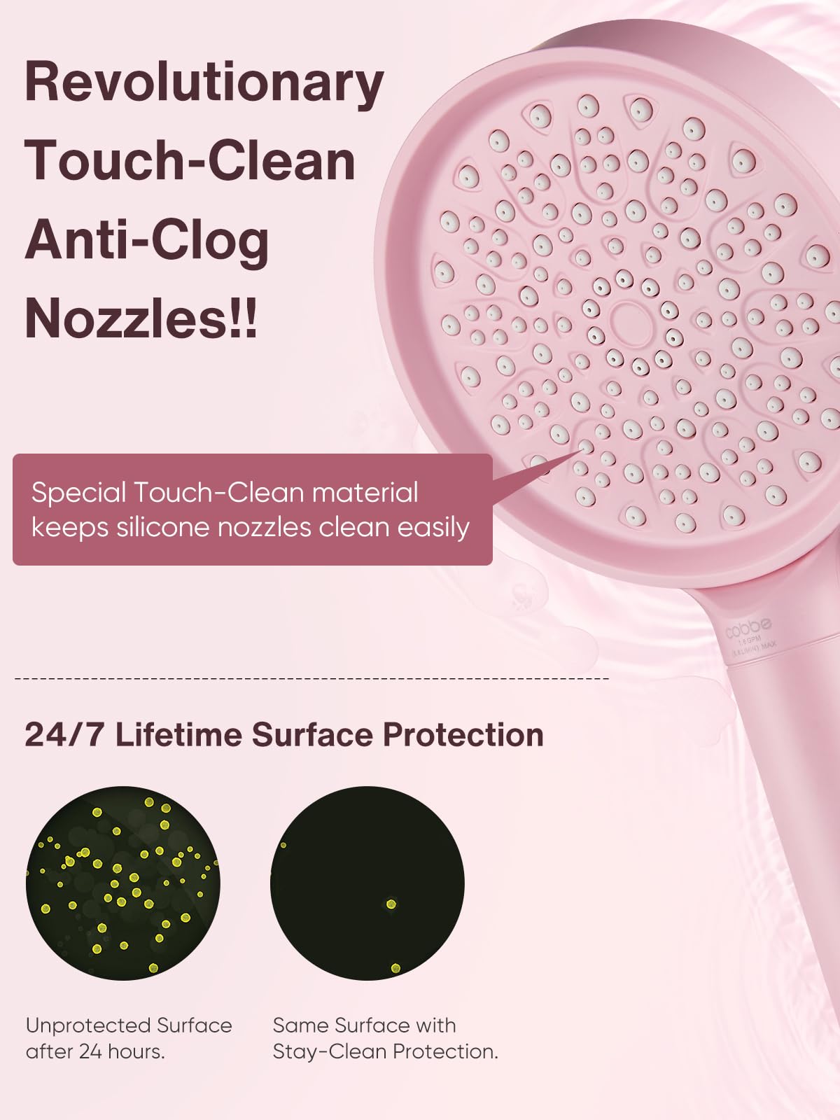 Cobbe Filtered Shower Head with Handheld, High Pressure 6 Spray Mode Showerhead with Filters, Water Softener Filters Beads for Hard Water - Remove Chlorine - Reduces Dry Itchy Skin, Pink