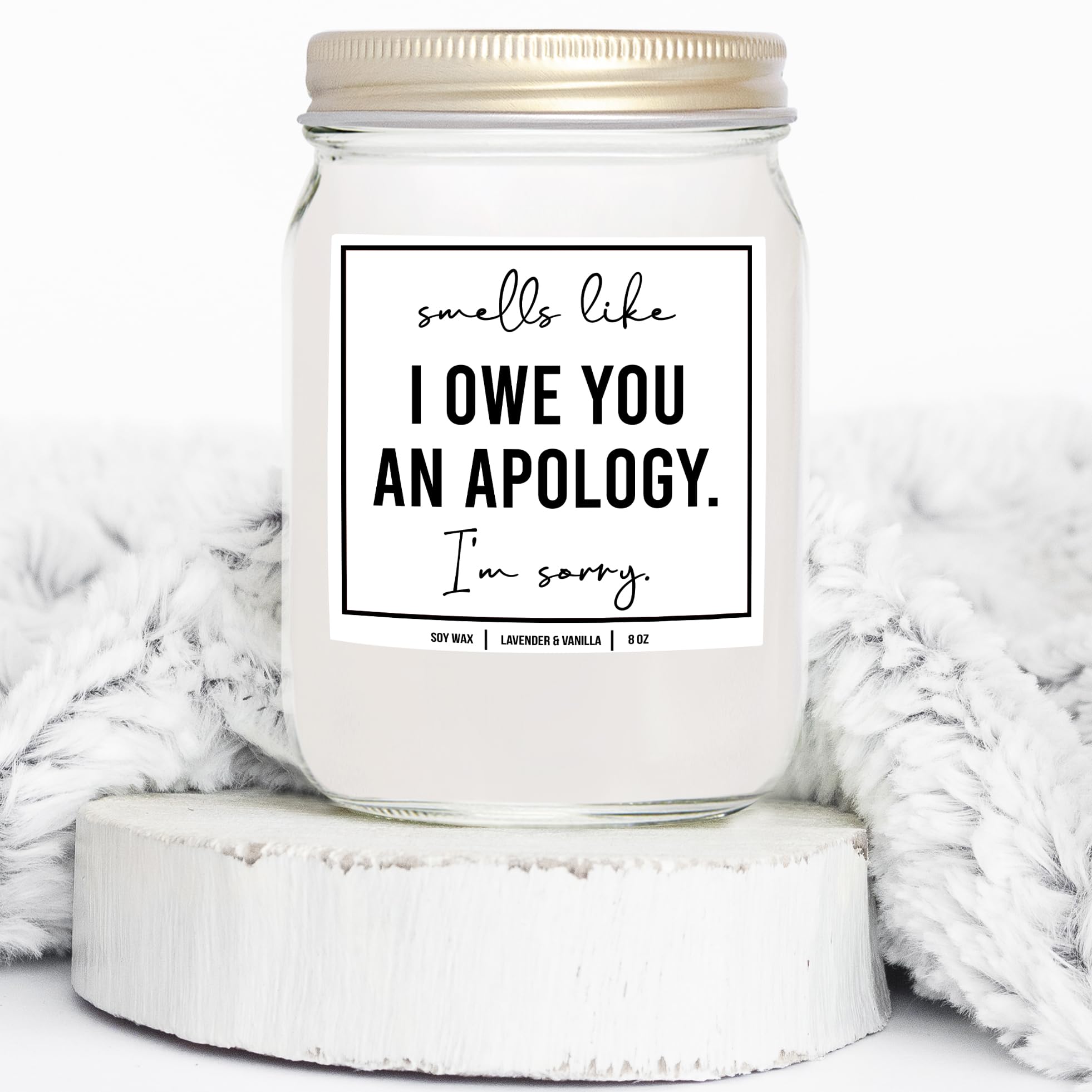 Younique Designs Apology Gifts 8oz Candle - Im Sorry Gifts for Her, Apology Gifts for Her, Girlfriend, Wife - Sorry Gift, Apology Gift for Him, Men - Unique I'm Sorry Gifts (Lavender & Vanilla)