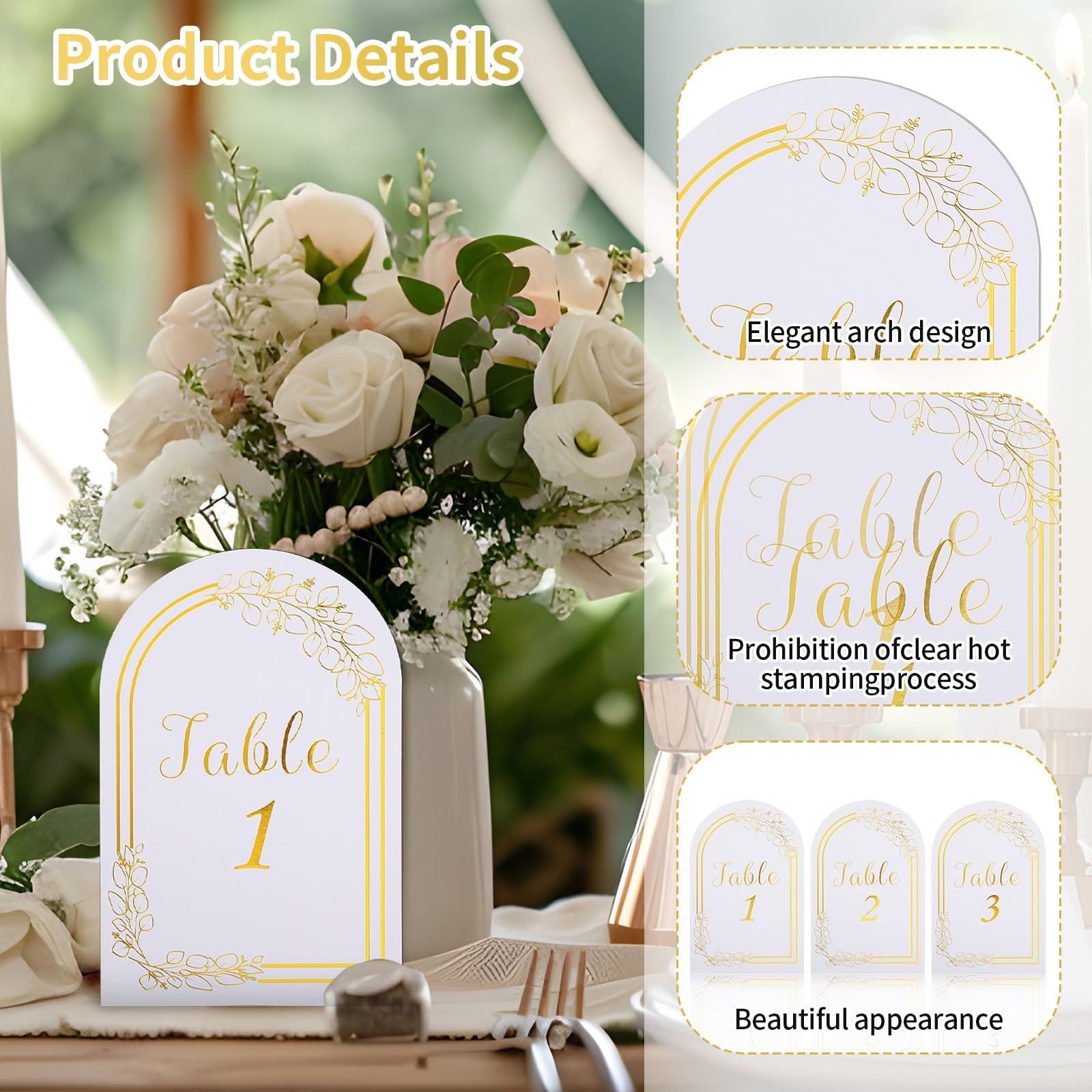 Ubamdom Gold Wedding Table Numbers 1-30, Table Numbers For Wedding Reception, 4x6 Inch Double Sided for Your Wedding, Reception, Anniversary, Birthday Party or Celebration(2 Pack)