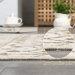 GarveeHome Runner Area Rug Boho Stain Resistant Rug 2x6 Entryway Rug Indoor Door Mat Non Slip Floor Cover Kitchen Mat Throw Carpet for Bedroom Living Room Laundry, Taupe 2' x 6'