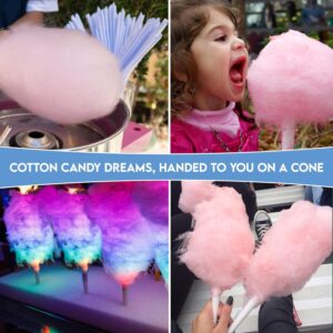 Cotton Candy Cones [100 Pack] - White Cotton Candy Sticks | Kraft Paper Cotton Candy Cone | Carnival Cotton Candy Machine Supplies for Floss Sugar Cotton Candy Maker Concession Essentials