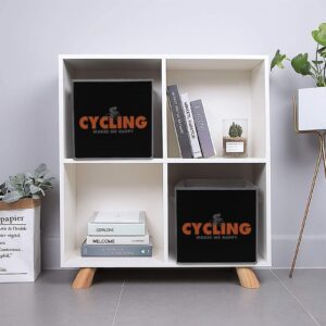 Cycling Makes Me Happy Folding Fabric Storage Bins Cubes Closet Organizer Basket with Handles 1PCS