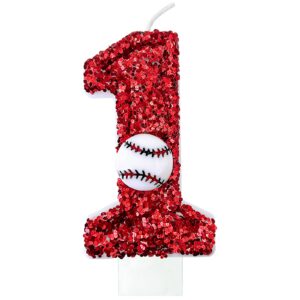 cjpsl baseball number candles, birthday cake topper, rookie of the year 1st birthday, suitable for birthday parties, baseball theme parties and anniversary celebration party decorations (number 1)