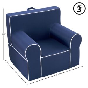 Heritage Kids Navy Everywhere Foam Armchair with Carry Handle and Removable Cover,25"x21"x 22",Ages 3+