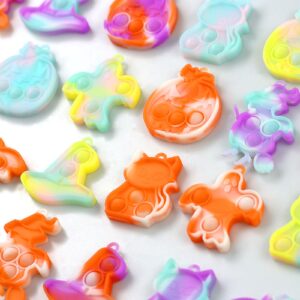 30 PCS Halloween Pop Fidget Toys Glow In The Dark, Halloween Party Favors Supplies for Kids 4-8 8-12,Relieves Stress Anxiety Toys Pop Keychain Bulk,Classroom Rewards