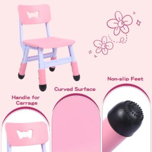 Domaker Table and Chair Set, Multi Activity Height Adjustable Table with 2 Chairs,Pink