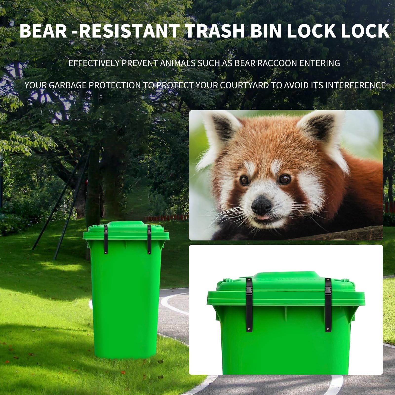 Bear Proof Trash Can Lid Lock,Keep Animals Out of Your,Heavy Duty Trash Can Lock,Garbage Can Locks for Animals,Squirrels, Dogs, Raccoons(2 Pack)