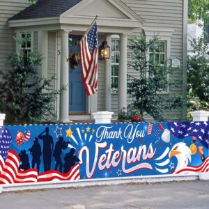 gameza veterans day decorations outdoor - large thank you veterans banner veterans day usa patriotic party banner decoration supplies thank you veterans decorations home lawn garden 118 x 20 inches