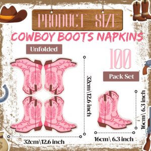 Henoyso 100 Pcs Cowgirl Napkins Western Napkins Cowgirl Baby Shower Decorations Western Party Napkin Cowgirl Boot Napkins for Cowgirl Party Supplies Birthday Dinner Table Decor