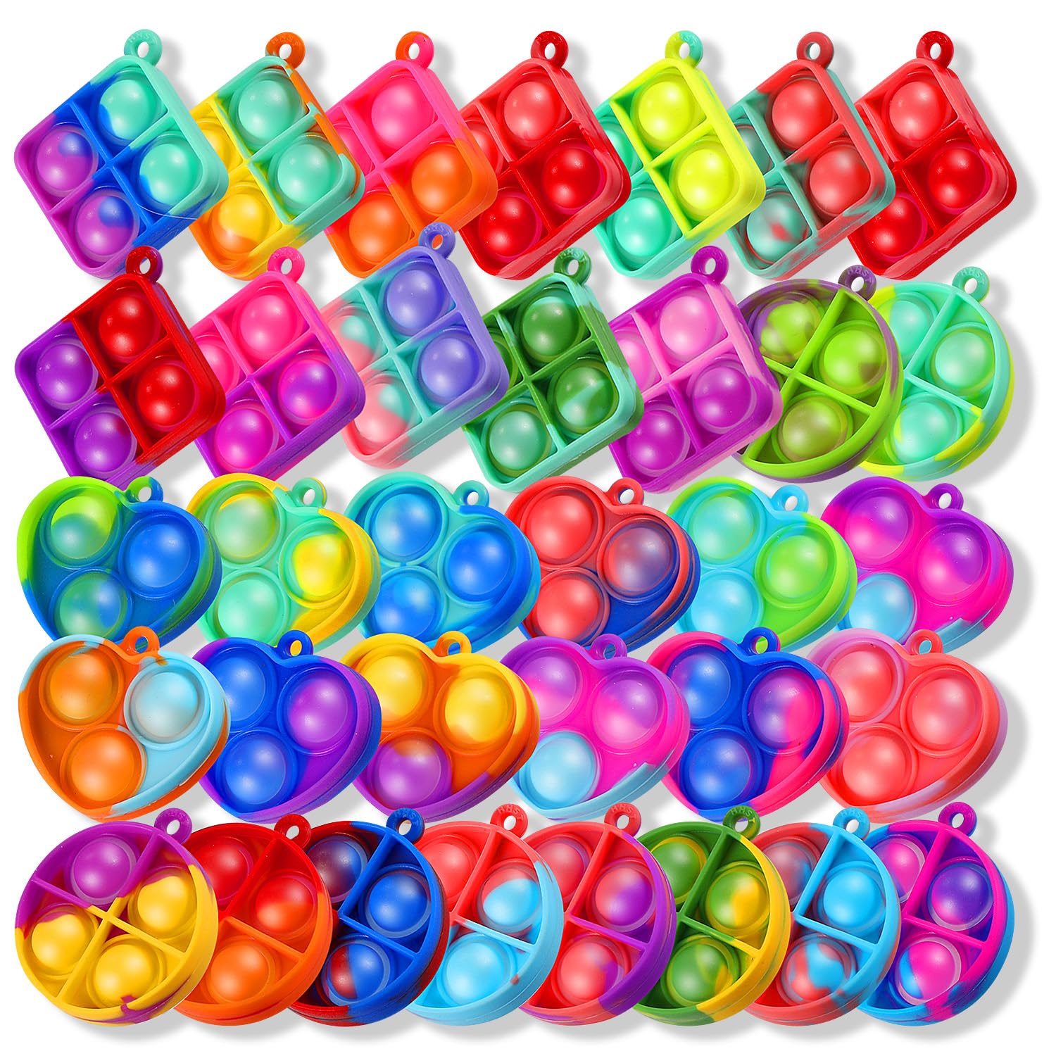 LIAM&AVA Party Favors Pop Fidget Keychain Its 32 Pack Mini Fidget Toys Bulk for Kids 4-8 8-12 Year, Fidgets It Bubbles Poppers Goodie Bag Stuffers Fidgets for Classroom Prizes Sensory Birthday Gifts