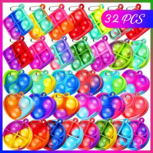 liam&ava party favors pop fidget keychain its 32 pack mini fidget toys bulk for kids 4-8 8-12 year, fidgets it bubbles poppers goodie bag stuffers fidgets for classroom prizes sensory birthday gifts