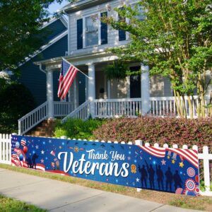 Gameza Veterans Day Decorations Outdoor - Large Thank You Veterans Banner Veterans Day USA Patriotic Party Banner Decoration Supplies Thank You Veterans Decorations Home Lawn Garden 118 X 20 Inches