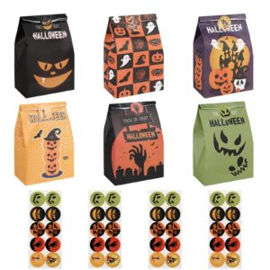 beego halloween treat bags party-favors - 36 pcs kids halloween candy bags for trick or treating paper gift bags for treats snacks halloween goodie bags with stickers party supplies