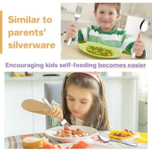 HaWare Toddler Utensils, 10-Piece Stainless Steel Toddler Silverware Sets Includes Spoons and Forks, Food-grade Children and Kids Eating Utensils for Self Feeding, Safety & Non-Toxic, Dishwasher Safe