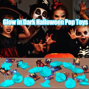 30 PCS Halloween Pop Fidget Toys Glow In The Dark, Halloween Party Favors Supplies for Kids 4-8 8-12,Relieves Stress Anxiety Toys Pop Keychain Bulk,Classroom Rewards