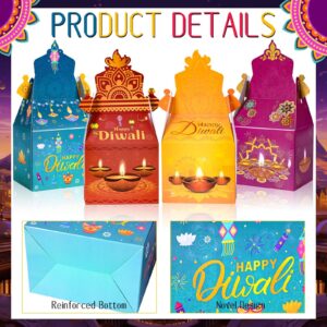 24Pack Happy Diwali Party Favor Boxes Rangoli Lantern Diya Pattern Treat Boxes Diwali Party GoodieGable Boxes for Indian Festival of Lights Party Decorations