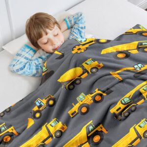 Wajade Kids Construction Truck Blanket for Boys Soft Fleece Kids Blanket for Couch Sofa Bedroom 3D Vehicles Excavator Cars Throw Blanket for Kids 50"x60"