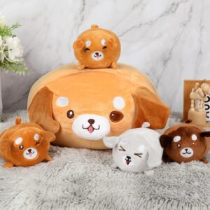 15'' Corgi Dog Plush Toy Pillow - 5pcs Children Dog Plush Toys with 4 Baby Plush Toys in The Belly, Suitable for Stuffed Plush Gifts for Boys and Girls On Children Birthdays and Christmas