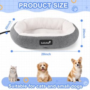 KEKELAN Indoor Heated Cat Bed, Heated Pet Bed for Indoor Cats Kitten Small Dogs Puppy Electric Warming Bed Heater Soft & Cozy Pet Heating Pad with Timer and Temp Adjustable Machine Washable-Oval Gray