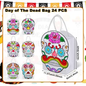 Humyoun 24 Sets Color Your Own Sugar Skull Treat Bags DIY Dia De Muertos Paper Bags Make Your Own Day of the Dead Gift Bags Sugar Skull Treat Bag for Day of the Dead Crafts Dia De Muertos Party Favors