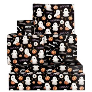 12sheets halloween wrapping paper watercolor ghost pumpkin bone boo pattern gift wrap paper for halloween trick or treat party baby shower birthday party diy craft, 19.7 x 27.6 inch