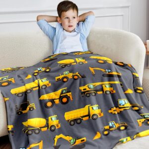 wajade kids construction truck blanket for boys soft fleece kids blanket for couch sofa bedroom 3d vehicles excavator cars throw blanket for kids 50"x60"