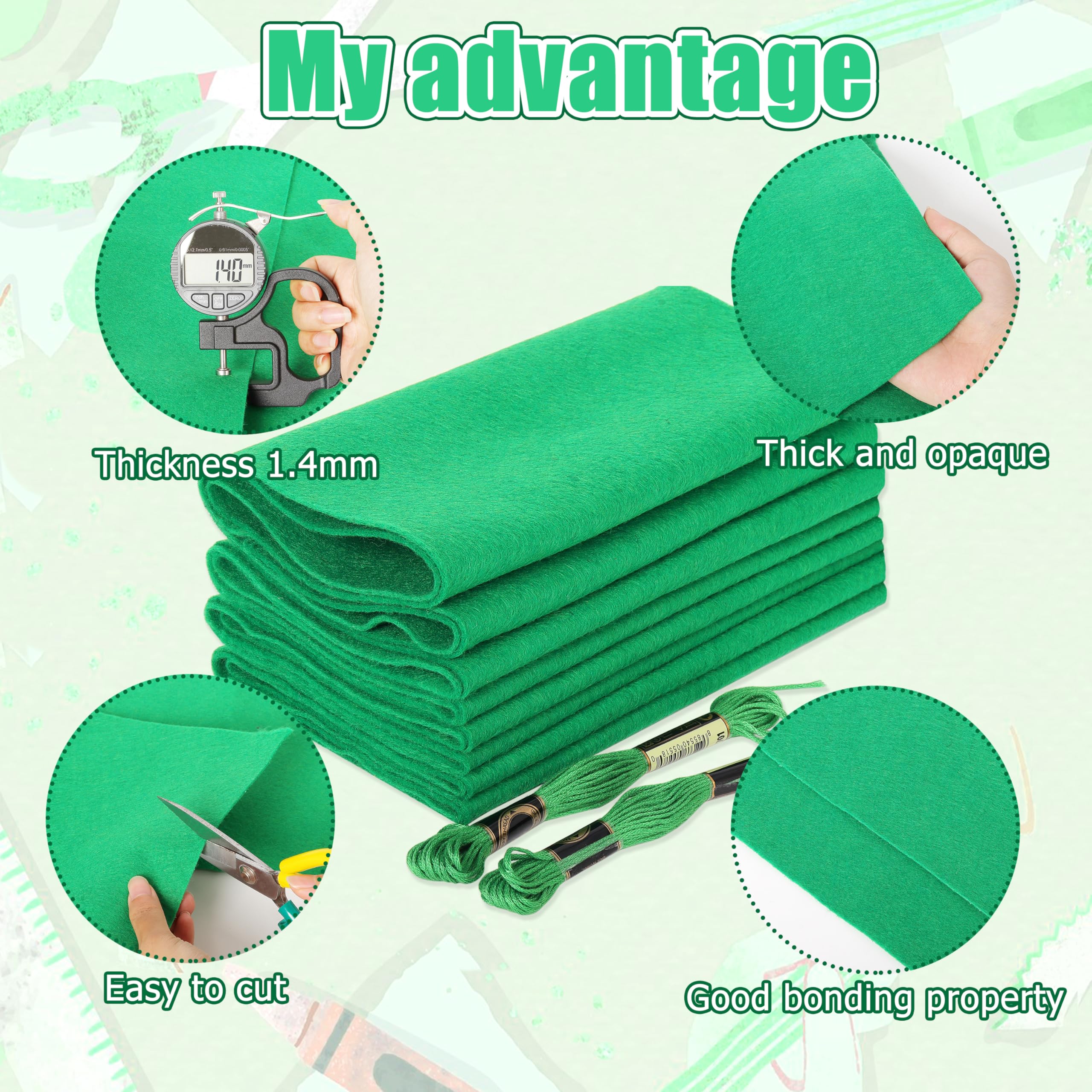 Felt Fabric Sheets for Crafts for Kids: LOTOFUN Soft 4PCS 8x35 Inch - Dark Green Non-Woven Acrylic Fabric Roll for DIY Sewing Quilting Project for 4-8 Years Old