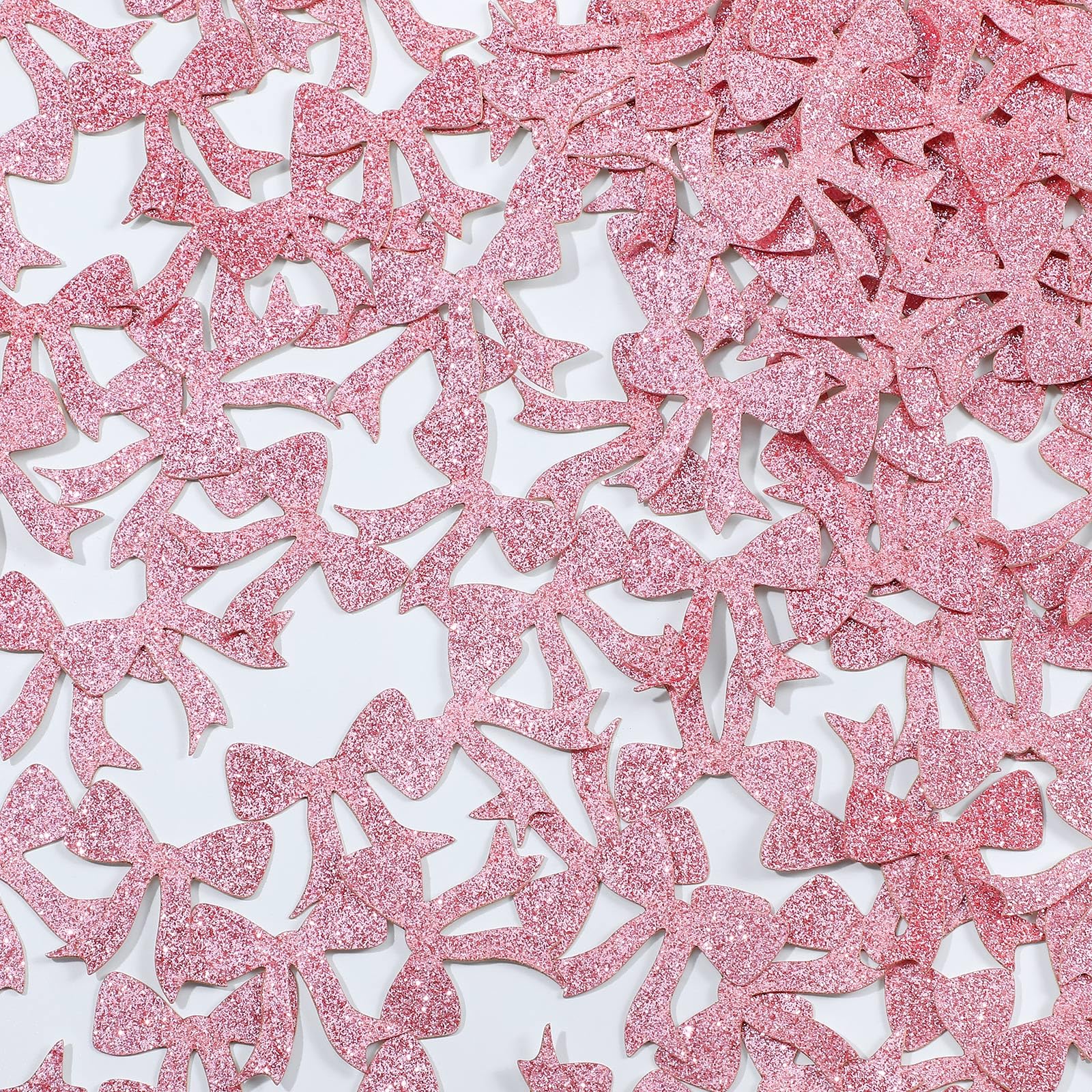 Dunzoom 300 Pcs Pink Bow Bachelor Party Confetti She's Tying The Knot Confetti Table Decorations Glitter Confetti Pink Coquette Bow for Girls Birthday Party Bridal Shower Wedding Party Supplies