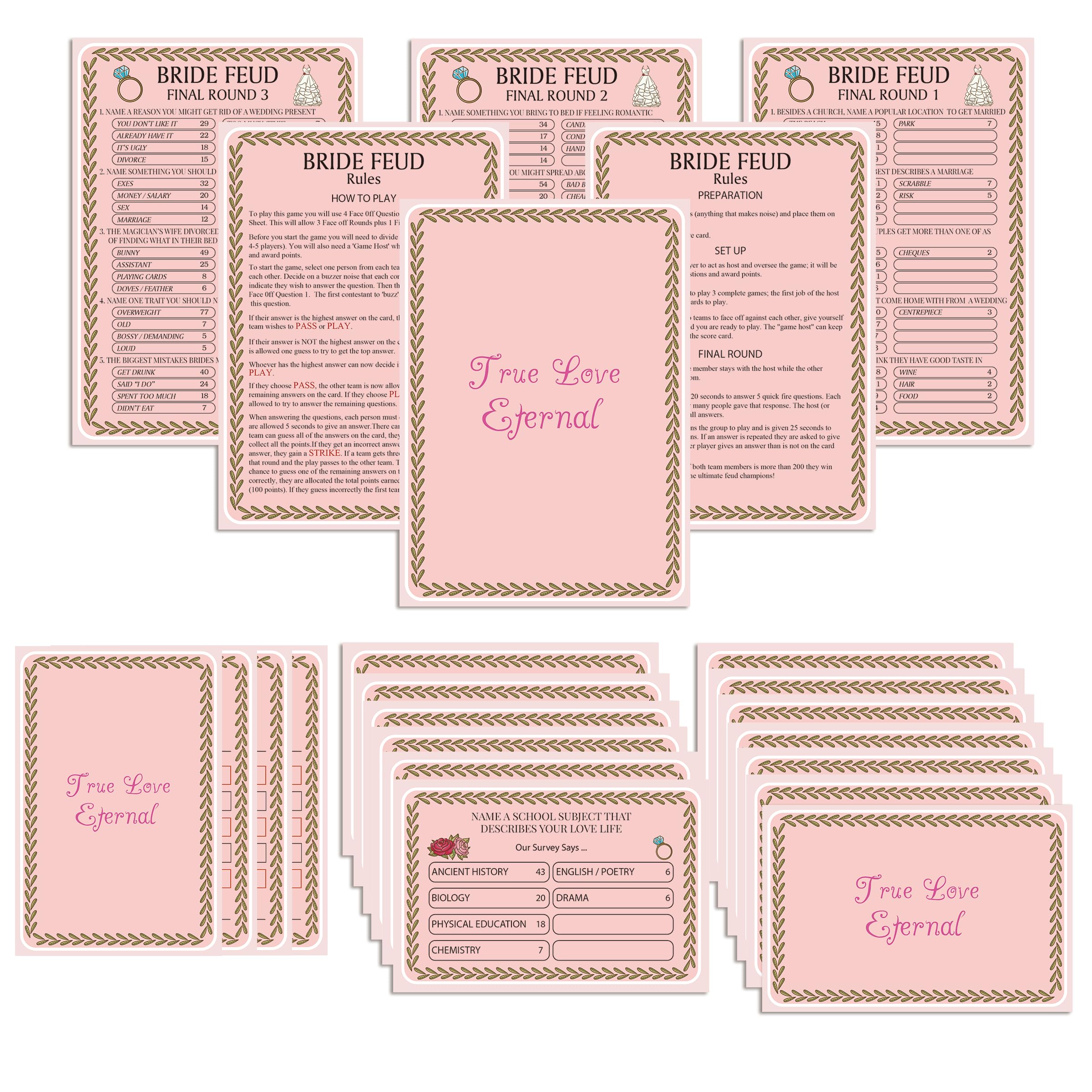 Fun Bridal Shower Feud Game Cards, Bridal Shower Trivia Quiz, Engagement Party Games, Wedding Shower Decorations, Bridal Shower Favors(hlsc01)