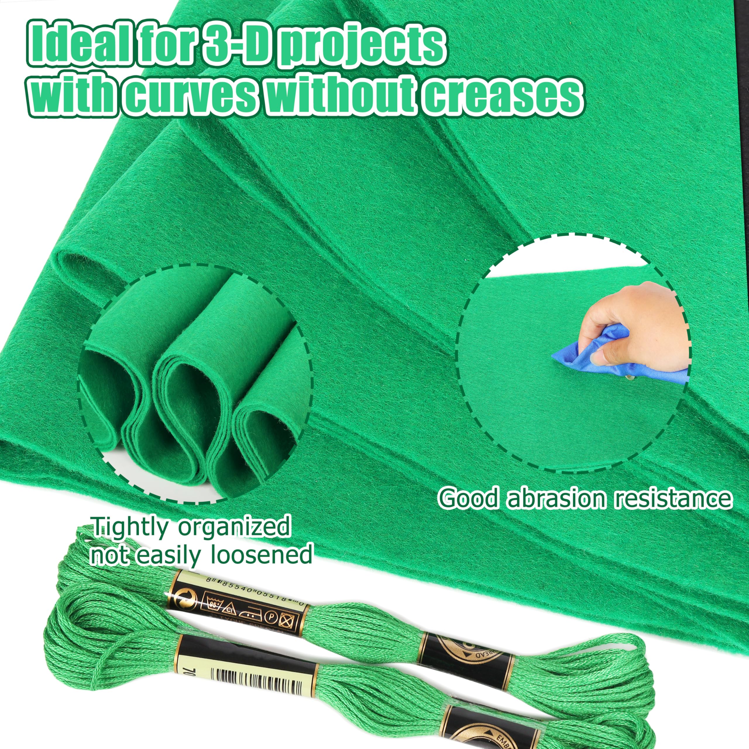 Felt Fabric Sheets for Crafts for Kids: LOTOFUN Soft 4PCS 8x35 Inch - Dark Green Non-Woven Acrylic Fabric Roll for DIY Sewing Quilting Project for 4-8 Years Old